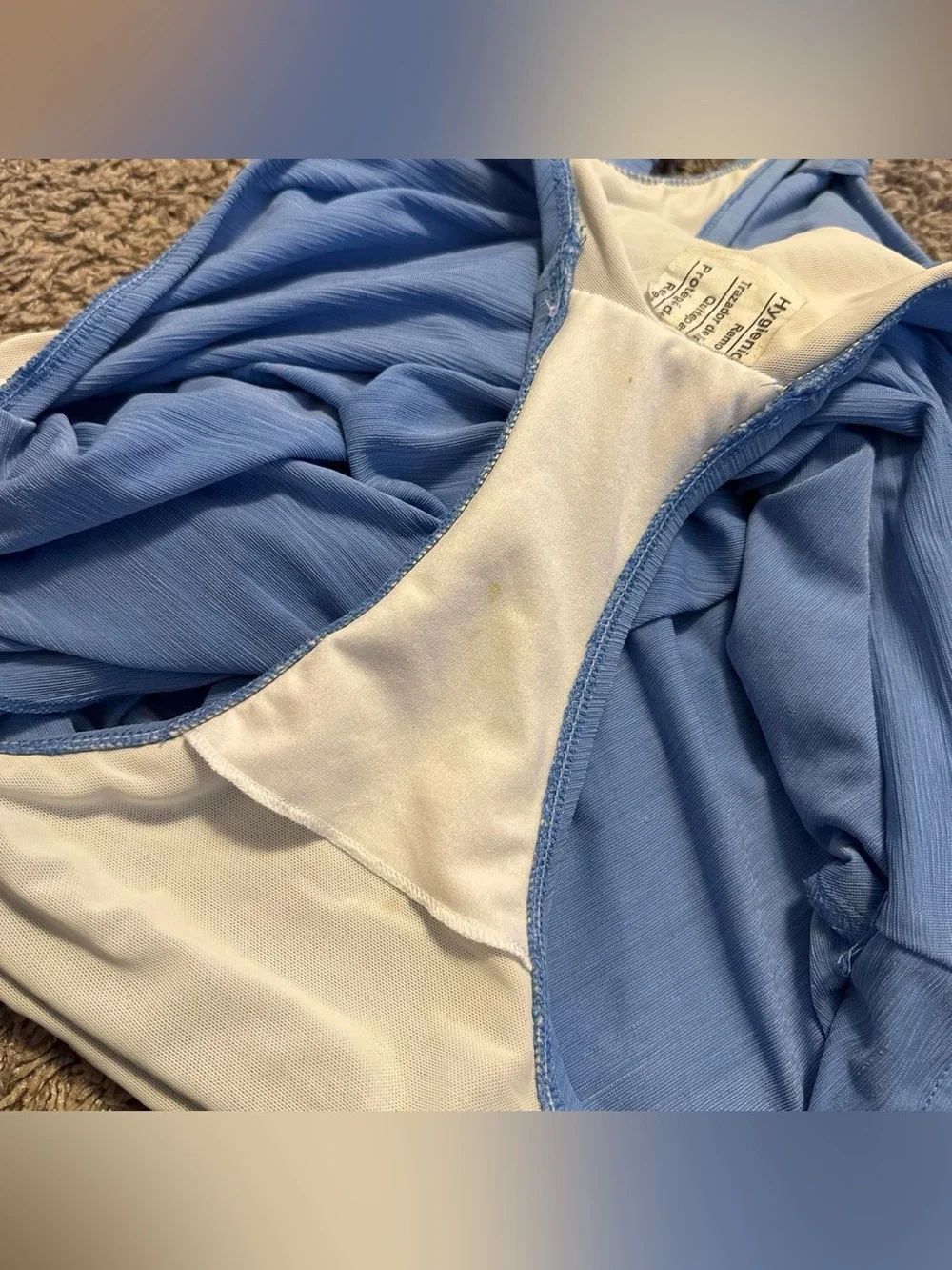 Catalina Blue Ruched One Piece Swimdress Swimsuit L 12/14 Silver Rings
